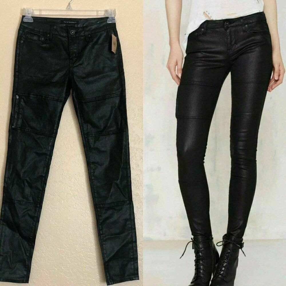 Cult of Individuality x Nasty Gal Black Zen Moto Denim Pants Women’s Size 26 - Picture 1 of 12